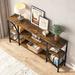 17 Stories Rithu Sofa Console Table 70.86" Extra Long Sofa Behind Table w/ 3 Tier Storage Shelves Wood in Brown | Wayfair