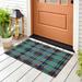 Gracie Oaks Stynke Non-Slip Indoor Outdoor Door Mat Coir, Rubber in White/Blue/Brown | 36 H x 24 W x 0.63 D in | Wayfair
