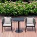 Corrigan Studio® Ellise Square 2 - Person Outdoor Dining Set w/ Cushions Metal/Wicker/Rattan in Black | 27.55 W x 27.55 D in | Wayfair