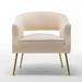 SEYNAR Modern Velvet Accent Arm Vanity Chair with Wingback and Gold Legs for Living Room