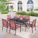 7-Piece Patio Dining Set Metal Rectangle Table and 6 Textilene Chairs