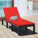 Patio Rattan Height Adjustable Lounge Chair with 2 Set of Cushion Cover