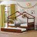 Full Size House Bed with Twin Size Trundle, Wooden Daybed with Headboard and Footboard for Kids, Girls and Boys