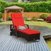 Outdoor Cushioned Wicker Chaise Lounger with Adjustable Backrest - 79.0" x27.5" x 21"(L x W x H)