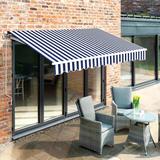 MCombo 13x8 FT Manual Retractable Patio Awning with Polyester Canopy, 1308