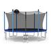 Outdoor Recreational Trampoline with Ladder and Enclosure Net-12/14/15/16 ft - Blue-Black