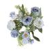 Farfi 1 Bunch Artificial Flower Anti-fading Realistic Looking 5 Forks 4 Rosebuds Wedding Simulation Bouquet Home Decor (Blue)