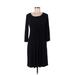 Calvin Klein Casual Dress Scoop Neck 3/4 sleeves: Black Print Dresses - Women's Size 6