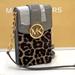 Michael Kors Bags | Michael Kors Carmen Leopard Print Logo Small Phone Case Xbody Bag Haircalf Grey | Color: Black/Gray | Size: Small