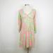 Lilly Pulitzer Dresses | Lilly Pulitzer Women's S Pink & Green Cotton Flared Floral Dress 3/4 Sleeves | Color: Green/Pink | Size: S
