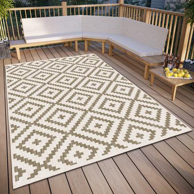 Teppich MY HOME "Ronda Wendeteppich", beige (linen, creme), B:240cm H:5mm L:340cm, Kunstfaser, Teppiche, Sisal-Optik, Flachgewebe, In- und Outdoor, geometrisches Boho Design Image