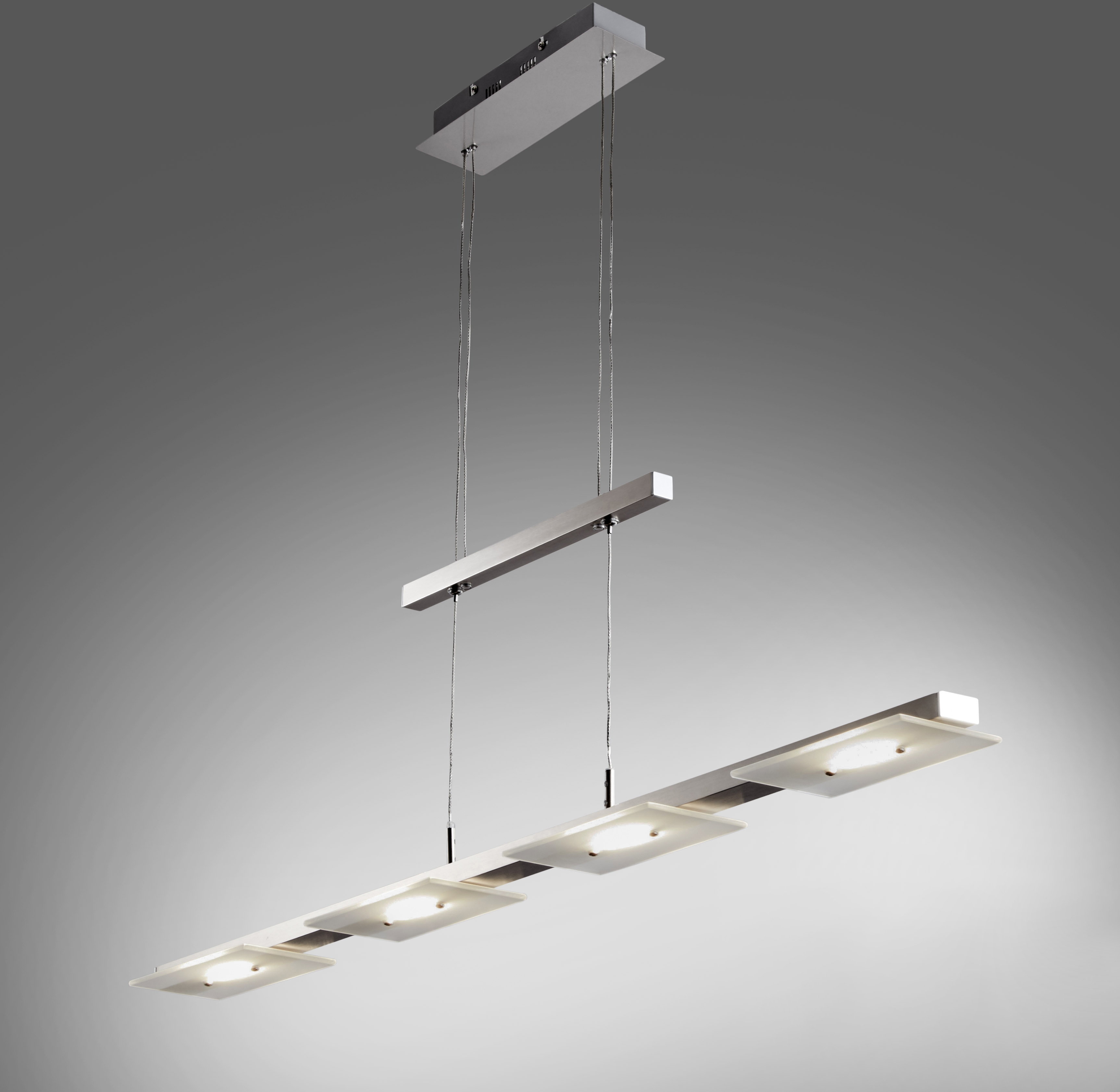 B.K.LICHT LED Pendelleuchte "Aries", grau (nickelfarben), 4, H: 170cm, Leuchten, Deckenleuchte, Pendelleuchte, inkl. 18W 1600lm, Hänge-Lampe, Esszimmer Image