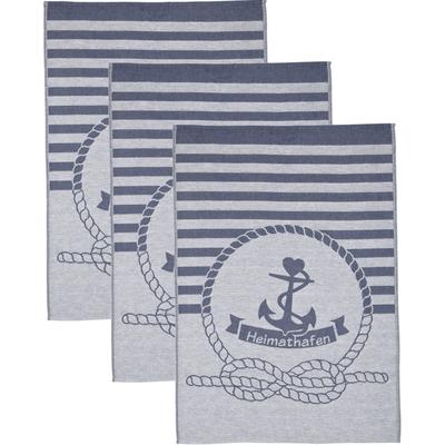 Geschirrtuch ROSS "Maritim - Heimathafen", blau (blau, grau), B:50cm L:70cm, 100% Baumwolle, Geschirrtücher, Motivtuch, aus 100% Baumwolle Image