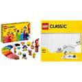LEGO 11030 Classic Großes Kreativ-Bauset Konstruktionsspielzeug-Set & 11026 Classic Weiße Bauplatte, quadratische Grundplatte mit 32x32 Noppen als Basis für Konstruktionen und für weitere Sets