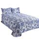 Easylife Toile De Jouy Single Bedspread, 100% Cotton Filling, Quilted Bedspread, Light Bedspread, Machine Washable, Measures 190 x 250cm - Fully Guaranteed | Single