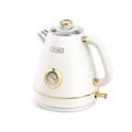 Hazel Quinn Electric Kettle, 1.7 Liter Water Kettles, All Stainless Steel Cordless Kettle, 2200W Fast Boiling, BPA-free, 360°Rotational Base, Automatic Shut Off, Retro Pearl White