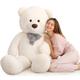 MorisMos Ivory Giant Teddy Bear Stuffed Animal, 120cm XXL Big Bear Plush Cuddly Soft Toy Large, Kawaii Birthday Gifts for Girls Kids Girlfriend Baby Shower Party Decorations