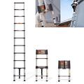 2.6m Telescopic Ladder Safe Retraction, Extendable Multi Purpose Ladder 150kg, Portable Loft Ladders Extension Ladder with Non-slip Feet & Locking Mechanism for Business Home Work DIY Builder