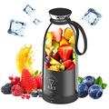 Portable Blender Bottle, 500ml Portable Blender Mini Jug Blenders, Electric Travel Juicer, Multifunctional Fruit Mixer, Mini Blender for Smoothie, Fresh Juice Blender for Travel Office Home (Black)