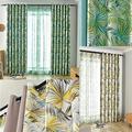 John Aird Tropical Leaf Eyelet Curtain Set. Cushion Covers And Tie Backs Included (Yellow 90" Width x 90" Drop)