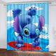 Doiicoon Lilo & Stitch Blackout Curtains Eyelets Blackout Curtains for Bedroom, Blackout Curtains Set of 2 for Children's Room Opaque Curtains (12,150 x 166cm(2X75X166cm))