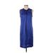 Proenza Schouler Cocktail Dress - Shift Crew Neck Sleeveless: Blue Print Dresses - Women's Size Small