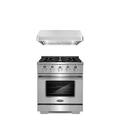 Cosmo 2 Piece Kitchen Package w/ 30" Freestanding Gas Range & 30" Under Cabinet Range Hood, Stainless Steel in Black/Gray | Wayfair COS-2PKG-036