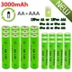 2/4/6/8/10/12 batteries rechargeables 3000mAh NI-MH 1.5v AAA ou 3800mAh NI-MH 1.5v AA