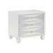 Lexi 28 Inch Modern Nightstand with 3 Drawers, Shimmer Accents, Off White