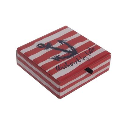 Red & White Stripe Anchored By Faith 4th of July Patriotic Decoration Trinket Box