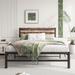 Full Size Platform Bed Frame with Rustic Vintage Wood Headboard, Strong Metal Slats Support Mattress Foundation