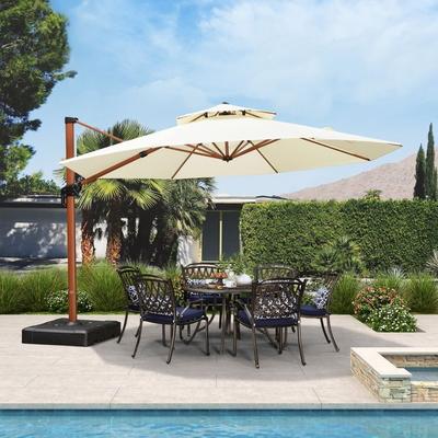 PURPLE LEAF 13 ft Wood Pattern Patio Umbrella