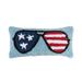 6" X 12" Patriotic Sunglasses 4th of July Hooked Pillow Red White and Blue