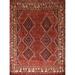 Geometric Shiraz Persian Vintage Rug Hand-Knotted Wool Carpet - 5'7"x 7'0"