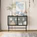 Latitude Run® Retro Console Table w/ Detachable Wide Shelves, console table & foyer table Glass/Metal in Black | 36 H x 43.3 W x 15.7 D in | Wayfair