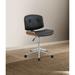 Casual Home Office Desk Swivel Chair, Adjustable Armless Leather Wooden Task Chair, Minimal Modern Computer Chair, Black