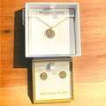 Michael Kors Jewelry | Michael Kors Gold Circle Pave Necklace + Earrings Set Brand New In Box | Color: Gold | Size: Os