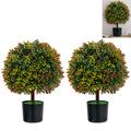 TANGZON Artificial Topiary Tree, Decorative Faux Boxwood Topiary Plant in Pot with Cement, Fake Greenery Plants for Home Garden Office (55CM, with Mini Fruits)