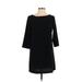 Leith Casual Dress - Shift Crew Neck 3/4 sleeves: Black Solid Dresses - Women's Size Medium