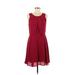 Charming Charlie Casual Dress - A-Line Scoop Neck Sleeveless: Red Print Dresses - Women's Size Medium