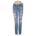 Adriano Goldschmied Jeans - Mid/Reg Rise Skinny Leg Denim: Blue Bottoms - Women's Size 2 - Distressed Wash