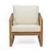 Winston Porter Muhan Patio Chair w/ Cushions Wood in Brown | 29.5 H x 28.25 W x 28.5 D in | Wayfair 8E8311638FAC432EB9188EE7AFC5D5C9