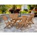 Winston Porter 7 Piece Patio Dining Set Includes an Oval Acacia Table & 6 Folding Side Chairs Wood in Brown/White | 59 W x 35 D in | Wayfair