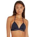 Tommy Hilfiger Womens UW0UW04109 Original Triangle Bikini Top - Blue Nylon - Size 12 UK