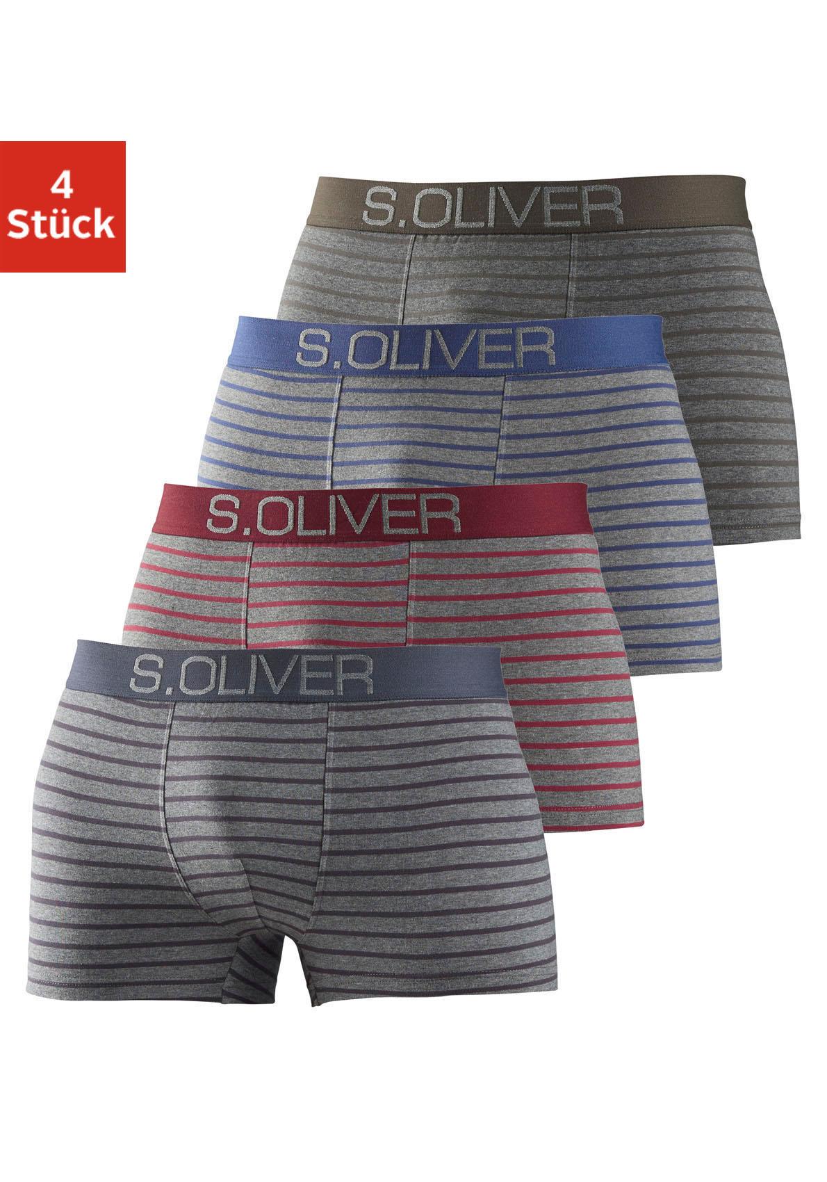 Boxer S.OLIVER "Boxershorts für Herren", Herren, Gr. XXL, bunt (grau, gestreift, bordeaux, gestreift, blau, gestreift, anthrazit, gestreift), Jersey, Obermaterial: 92% Baumwolle, 8% Elasthan (LYCRA), gestreift, körpernah, Unterhosen, mit... Image