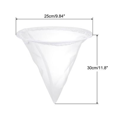 40 Mesh Paint Filter Bag 9.8" Dia Cone Shape Nylon Strainer for Filtering - White