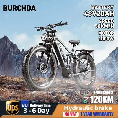 Vélo électrique tout-terrain adulte BURCHDA-RX80 moteur 1000W 48V 17 5 Ah 26 pouces pneus larges