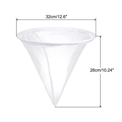 60 Mesh Paint Filter Bag 12.6" Dia Cone Shape Nylon Strainer for Filtering - White