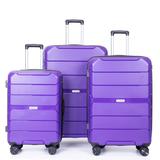 3-Piece Purple Hardshell Suitcase PP Luggage Sets w/TSA Lock(20/24/28)