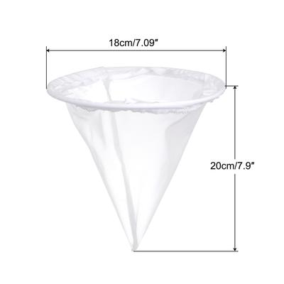 60 Mesh Paint Filter Bag 7" Dia Cone Shape Nylon Strainer for Filtering - White